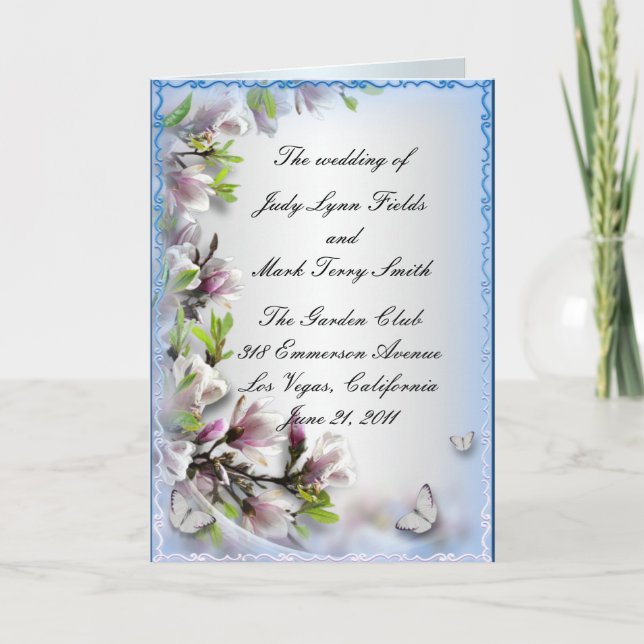 Elegant Purple Floral And Butterfly Program Card (Front)