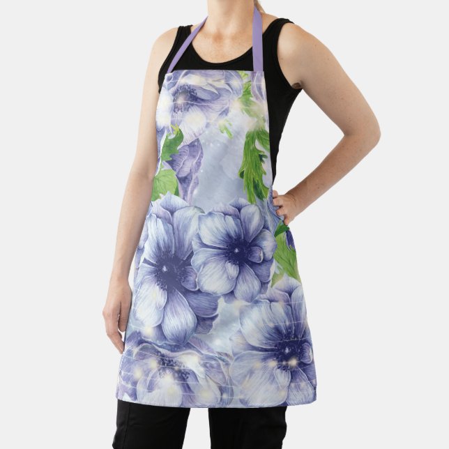 Elegant Purple Floral Apron (Insitu)