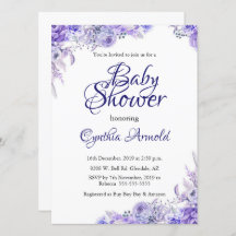 Elegant Purple Floral Baby Shower Invite