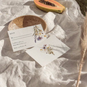 Elegant Purple Floral Boho Chic Unique Wedding RSVP Card