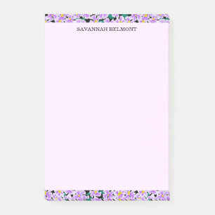 Elegant Purple Floral Border Personalised Post-it Notes