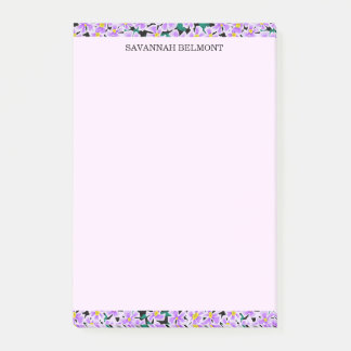 Elegant Purple Floral Border Personalised Post-it Notes