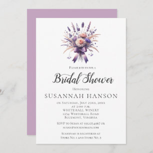 Elegant Purple Floral Bouquet Bridal Shower Invitation