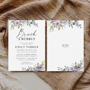 Elegant Purple Floral Bridal Shower Invitation