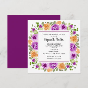 Elegant Purple Floral Bridal Shower Invitation