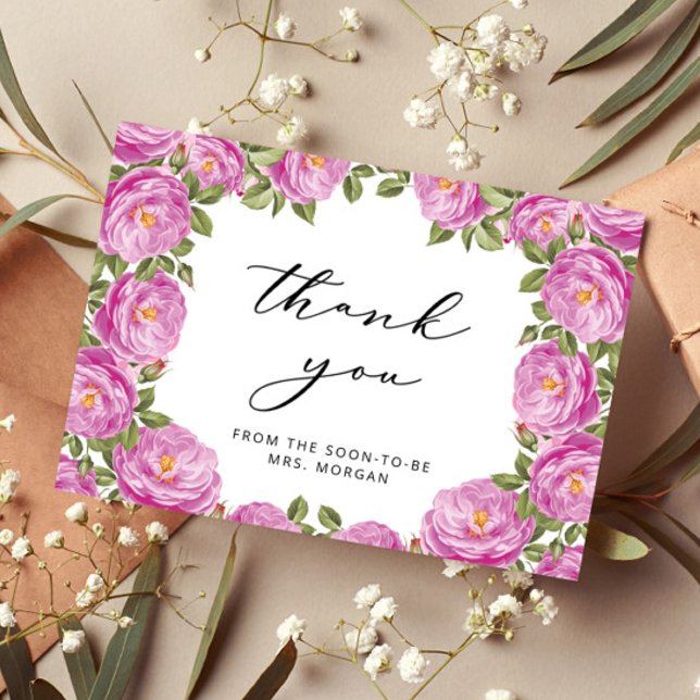 Elegant Purple Floral Bridal Shower Thank You Card (Creator Uploaded)