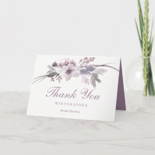 Elegant Purple Floral Bridal Shower Thank You Card
