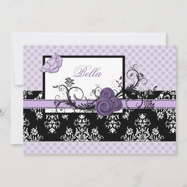 elegant purple floral  Business Thank You Cards (Front)