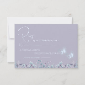 Elegant Purple Floral Butterfly RSVP Card