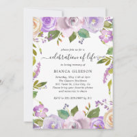 Elegant Purple Floral Celebration of Life