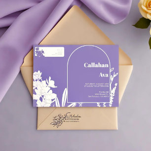Elegant Purple Floral Couple Names & Return Address Label