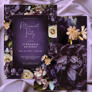 Elegant Purple Floral Frame Retirement Party Invitation