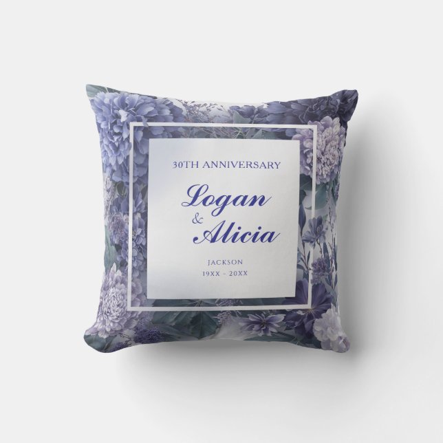 Elegant Purple Floral Frame Wedding  Cushion (Front)