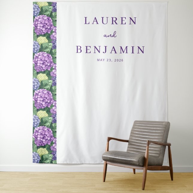 Elegant Purple Floral Hydrangea Tapestry (In Situ)