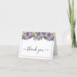 Elegant Purple Floral   Lace Birthday Party Thank You Card