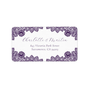 Elegant Purple Floral Lace Return Address Label