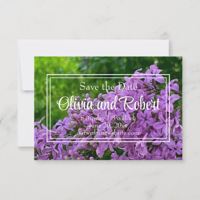 Elegant purple floral Lilac Save the Date (Front)