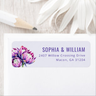 Elegant Purple Floral Minimalist Return Address Label