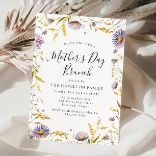 Elegant Purple Floral Mother's Day Brunch Invitation