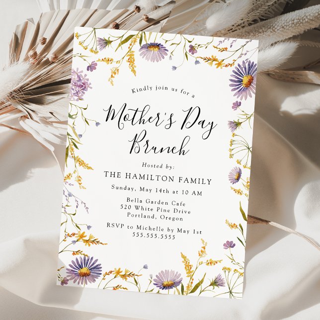 Elegant Purple Floral Mother's Day Brunch Invitation (Creator Uploaded)