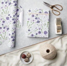Elegant Purple Floral Pattern Gift Wrapping Paper