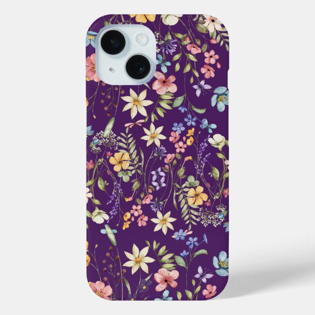 Elegant Purple Floral Personalised  Case-Mate iPhone Case (Back)
