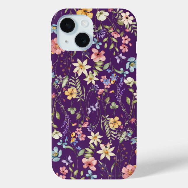 Elegant Purple Floral Personalised  Case-Mate iPhone Case (Back)