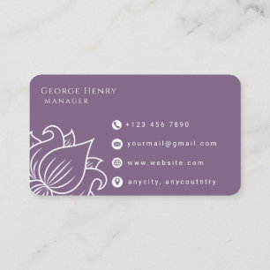 Elegant Purple Floral Professional Business Card