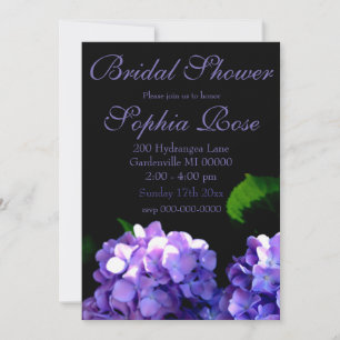 Elegant purple floral purple blue hydrangeas invitation
