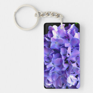 Elegant purple floral purple blue hydrangeas key ring