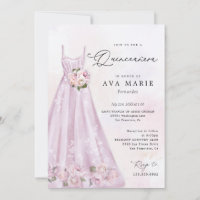 Elegant Purple Floral Quinceañera Birthday
