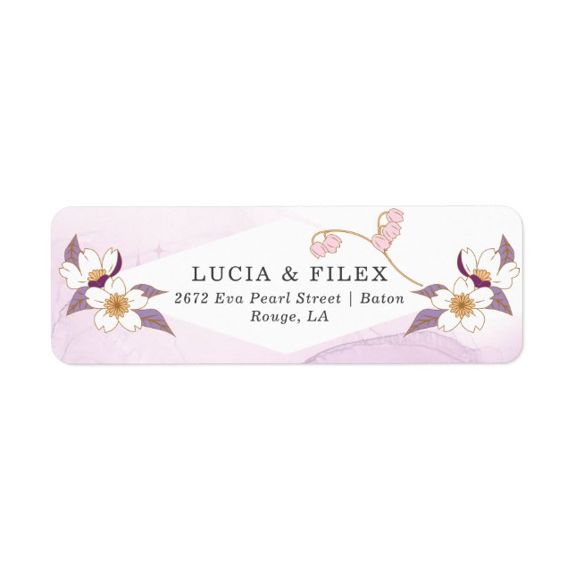 Elegant Purple Floral  Return Address Label (Front)