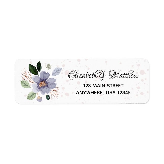 Elegant Purple Floral Return Address Label (Front)