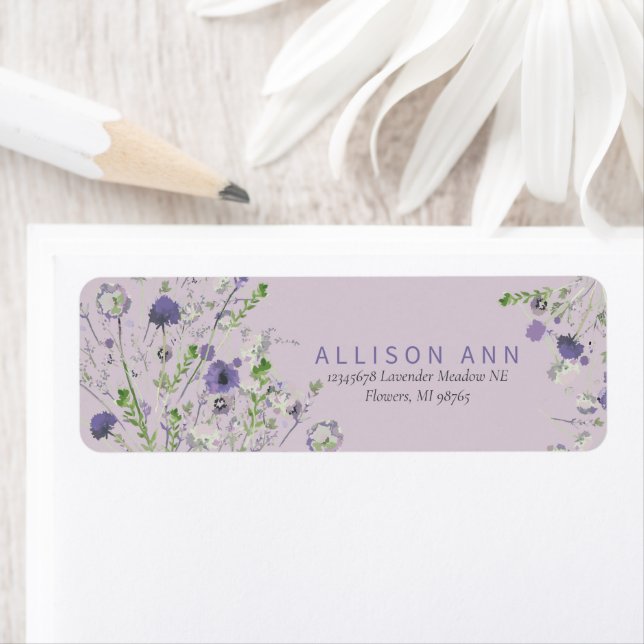Elegant Purple Floral Return Address Label (Insitu)