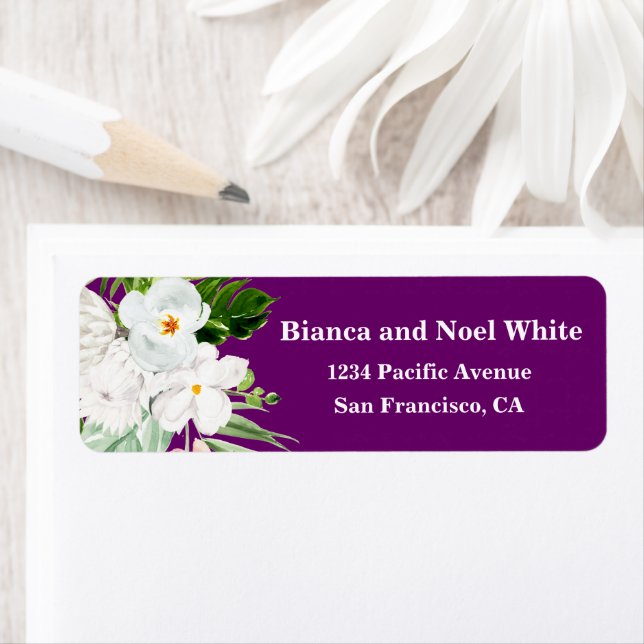 Elegant Purple Floral Return Address Labels (Insitu)