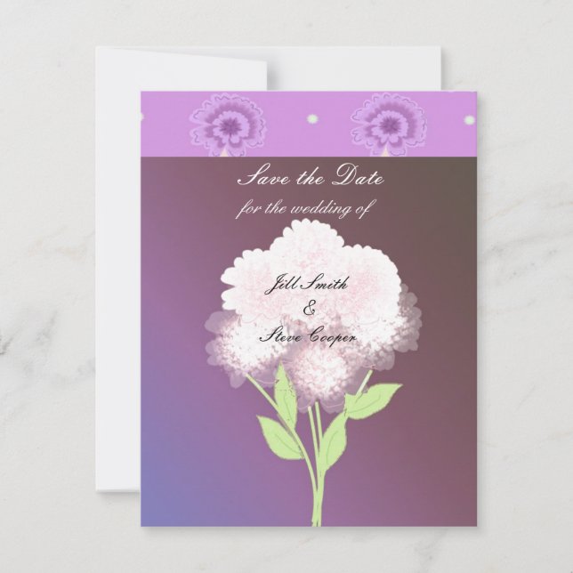 Elegant Purple Floral  Save the Date (Front)