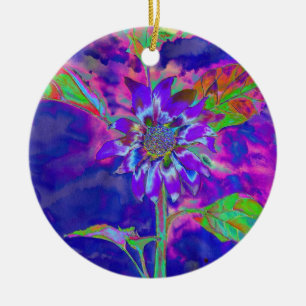 Elegant purple floral sunflower ceramic tree decoration