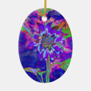 Elegant purple floral sunflower ceramic tree decoration
