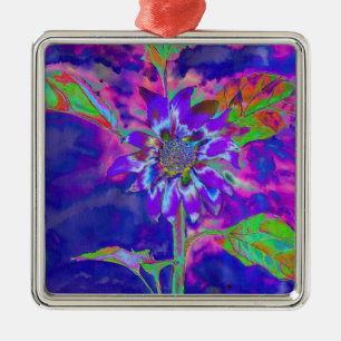 Elegant purple floral sunflower metal ornament