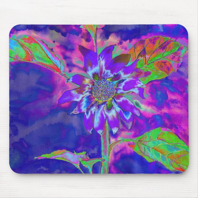 Elegant purple floral sunflower mouse pad (Front)