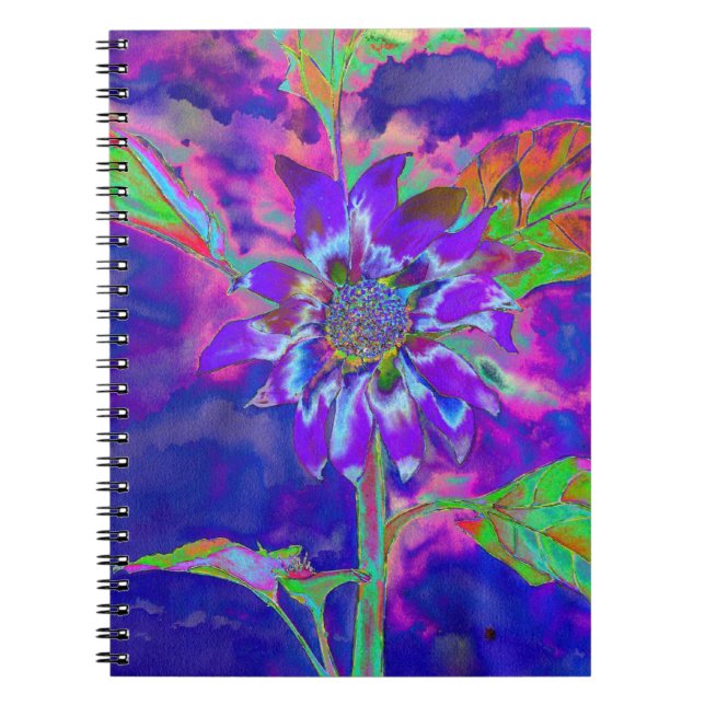 Elegant purple floral sunflower notebook (Front)