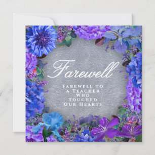 Elegant Purple Floral Teacher Farewell Card