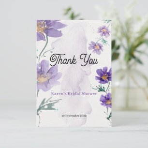 Elegant Purple Floral Thank You Card