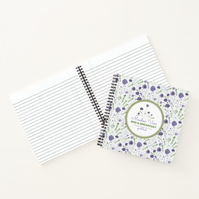 Elegant Purple Floral Vacation Rental Guest Book (Inside)