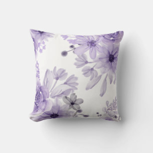Elegant Purple Floral Watercolor Cushion