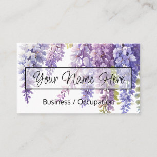 Elegant purple floral watercolor wisteria business card