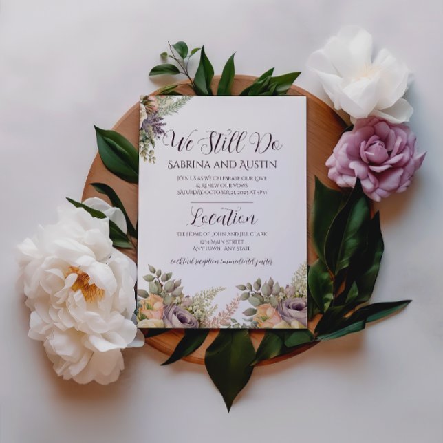 Elegant Purple Floral We Still Do Vow Renewal Invitation (Creator Uploaded)