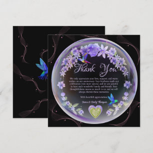 Elegant Purple Floral Wedding Anniversary Couple Thank You Card