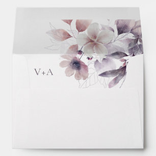 Elegant Purple Floral Wedding Envelope