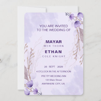 Elegant Purple Floral Wedding Invitation